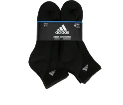 Adidas 6 Pair Men's Cushioned Quarter Socks