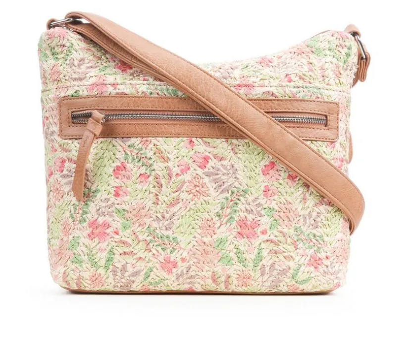 Bueno Of California Straw Top Zip Handbag Handbag