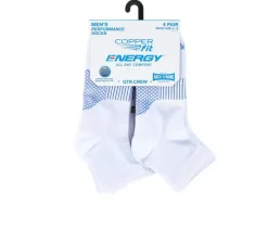 Copper Fit 6 Pack Men's Energy Quarter Crew Socks
