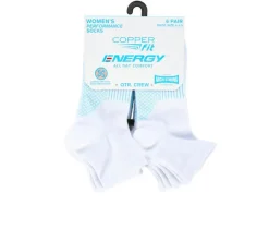 Copper Fit 6 Pack Women's Energy Quarter Crew Socks
