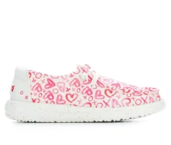 Girls' HEYDUDE Little Kid & Big Kid Wendy Y Watercolor Hearts Casual Shoes