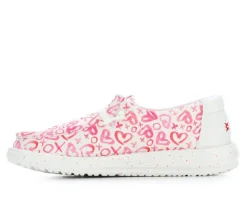 Girls' HEYDUDE Little Kid & Big Kid Wendy Y Watercolor Hearts Casual Shoes