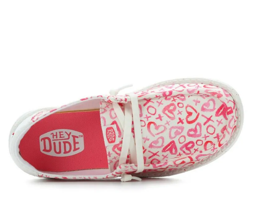 Girls' HEYDUDE Little Kid & Big Kid Wendy Y Watercolor Hearts Casual Shoes