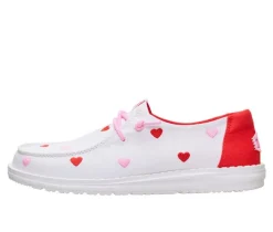 Girls' HEYDUDE Wendy Youth Embroidered Hearts Boat Shoes